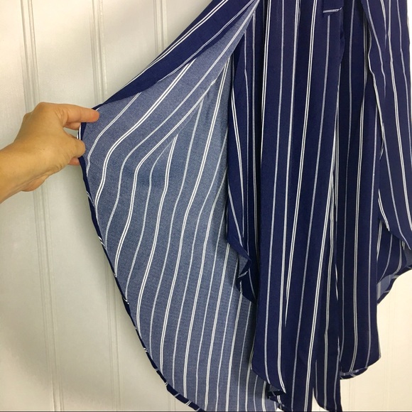 STRIPE PRINT WRAPPED PALAZZO PANTS RIBBON TIE WAIS - Picture 6 of 7